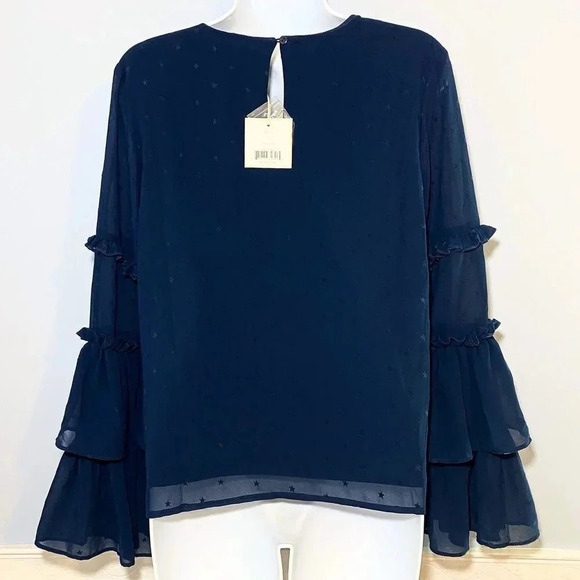 Free Generation Navy Blue Star Bell Sleeve Blouse NWT - Picture 2 of 8